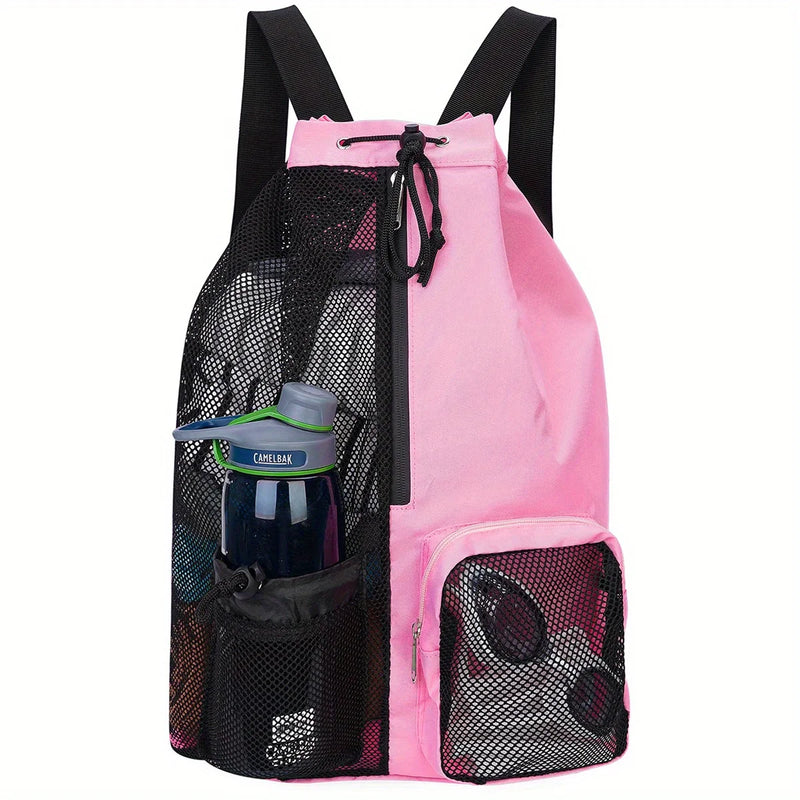DrySportix Sportbeutel mit Netz & Nassfach | Rucksack mit Kordelzug | Schwimmen, Fitness & Strand | 48×32 cm