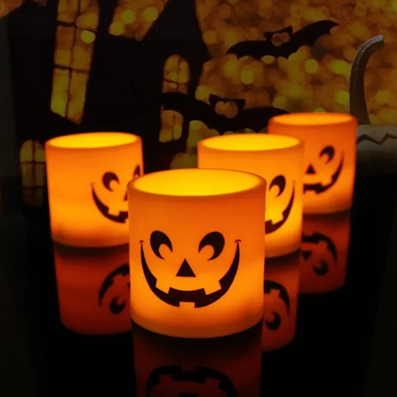SpukLicht | LED-Teelichter im Geisterdesign | 6er-Set | Flackerndes Gelblicht | Halloween-Deko