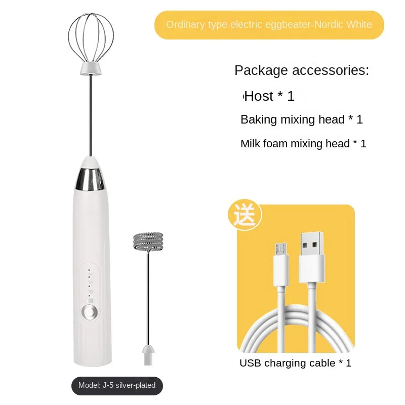 CREMIX Elektrischer Milchaufschäumer & Mixer | 3 Geschwindigkeiten | Doppelaufsatz aus Edelstahl | USB-Ladung