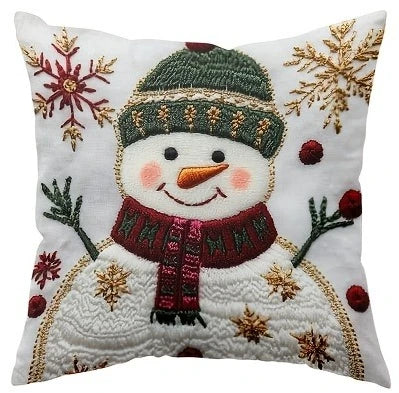 Weihnachtliche Kissenbezüge NordGlanz | Santa, Schneemann, Rentier & Tannenbaum | Hochwertiger Polyester | Waschmaschinenfest