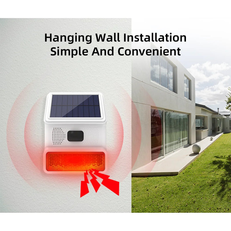 Solar-Außensirene Securon 433S | 433 MHz Funk-Alarmmodul mit Licht & Ton | Für GSM/WiFi Alarmsysteme | Solarbetrieben & wetterfest