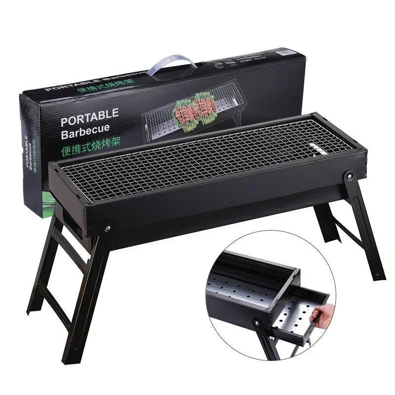 FireGrill Pro Faltbarer Holzkohlegrill | Tragbar & stabil | Für Outdoor, Camping & Picknick | 60 × 20 × 31,5 cm
