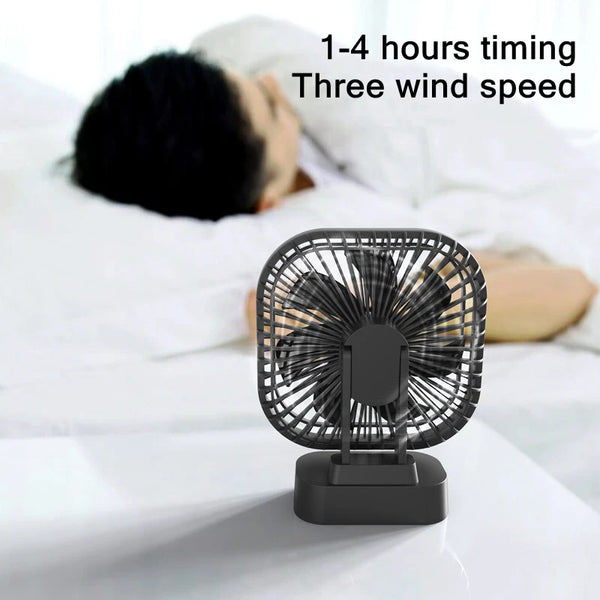 Mini-USB-Ventilator Breezio Flex | Wiederaufladbar mit 5000 mAh Akku | 3 Stufen & Timer | Faltbar & leise für Büro, Camping & Zuhause