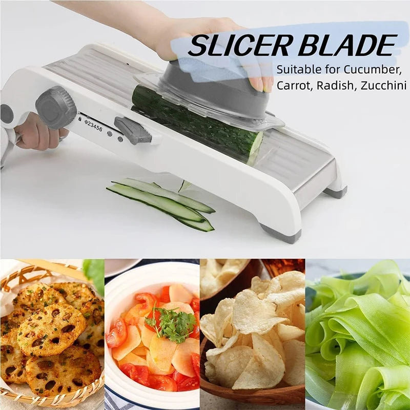 SchnittMeister 18-in-1 Mandoline Gemüsehobel | Verstellbar & Edelstahlklingen | Für Scheiben, Streifen & Julienne | Sicher & Vielseitig