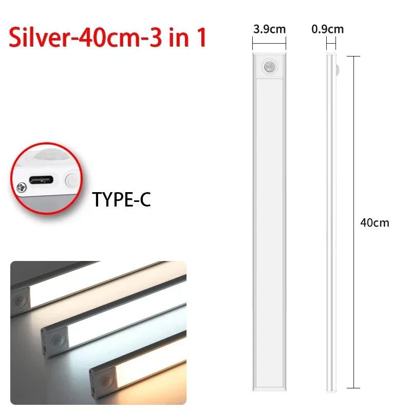 LED Schranklicht LumoSense | Bewegungsmelder & USB-C | 3 Lichtfarben | 20–60 cm