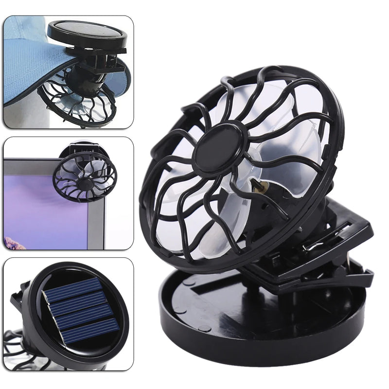 SolarCool ClipFan | Solarbetriebener Mini-Ventilator für Schirm & Hand | Ohne Akku | Ideal für Outdoor-Aktivitäten