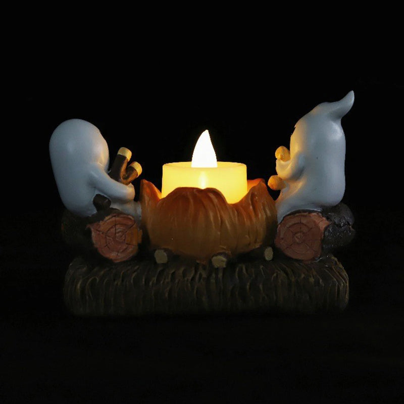 SpiritFlame | Halloween Geister-Lagerfeuer Halter | Flacker-Effekt & Metallständer | Deko ohne Kerzen