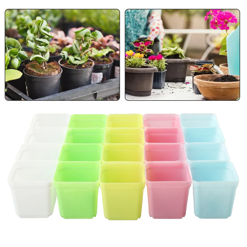 Floravio Blumentopf Set | Robuster Kunststoff | Mit Drainagelöchern | Buntes 20er-Set