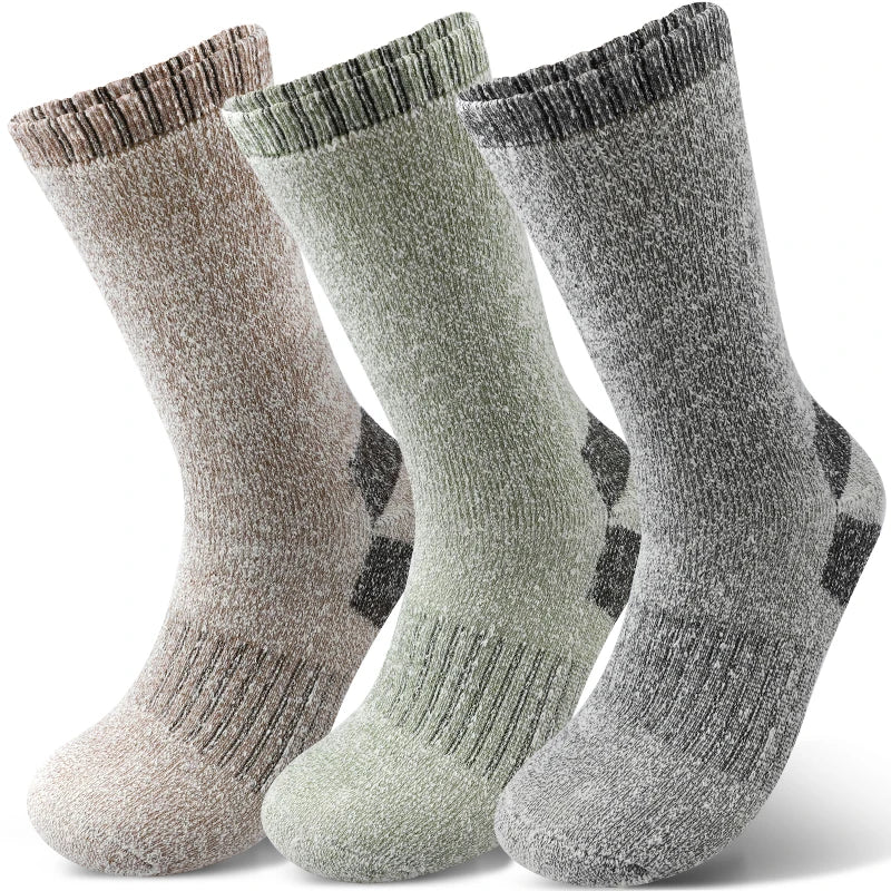 AlpenWool | 3 Paar Herren Winter-Socken | Extra Dick & Warm | Thermo-Wollsocken für Ski & Outdoor | Mid-Calf