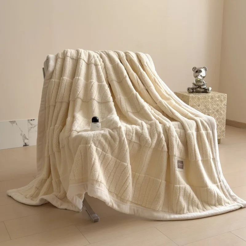 Veluvina Jacquard-Decke | Doppelseitige Yunxi-Velours Kuscheldecke | Hochwertige Winterdecke aus Coral Fleece | Warm, Weich & Luxuriös für Sofa & Bett