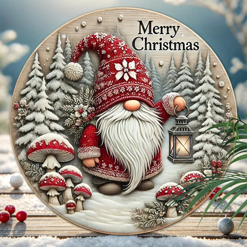 NordicJoy | Runder Holz-Weihnachtsschriftzug | „Merry Christmas“ | Klassische Tür- & Wanddeko