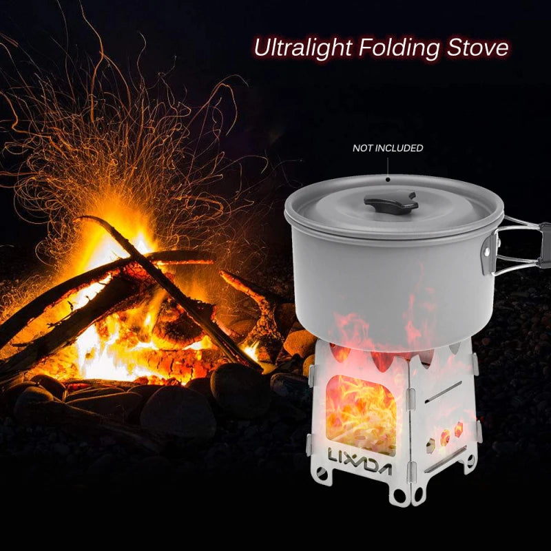 Tivaro Ultraleichter Titan-Holzkocher | Faltbar & tragbar | 12,8 × 11,5 × 16 cm | Für Camping & Trekking