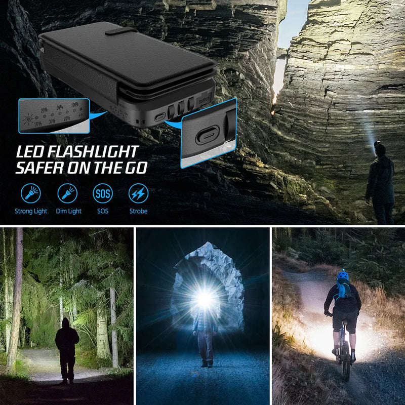 Solar Powerbank VoltCore X Pro 43800mAh | 20W Schnellladung | 10W Wireless Charging | Integrierte Kabel & LED-Lampe | Outdoor & Reisen