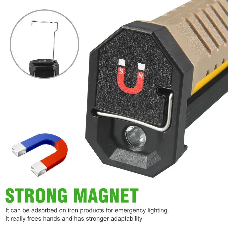 Lightronik FlexBeam Faltbare LED Arbeitslampe | 7 Lichtmodi | Mit Magnet & Haken | Type-C Wiederaufladbar | Für Camping & Notfälle