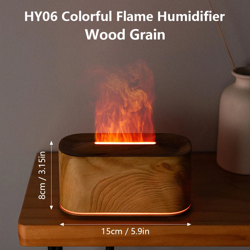 Flammen-Aromatherapie-Diffusor | Ultraschall-Luftbefeuchter mit LED-Flammeneffekt, Timer & Abschaltautomatik | USB 5V | Vulora