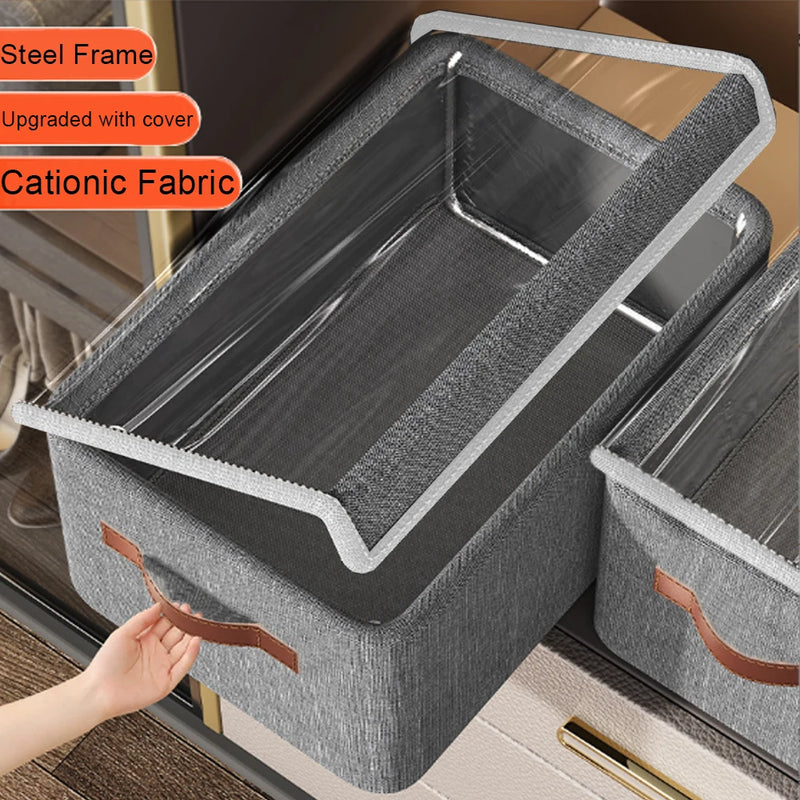 Aufbewahrungsbox mit Deckel | Stapelbar | Mit Griff | 47x28x20 cm