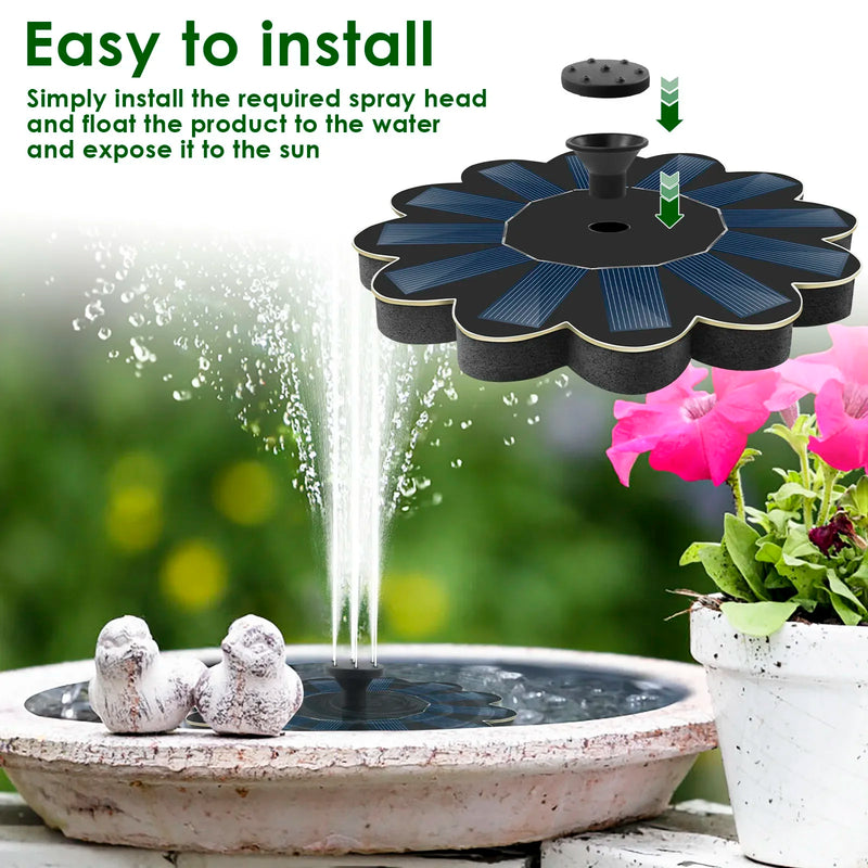 Solar Spring Gartenbrunnen | 5 Düsenaufsätze | Energiesparend & Wartungsfrei | Für Teich, Vogelbad & Balkon