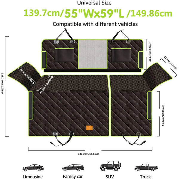 PawRide Hunde Autoschondecke Rückbank | 6-in-1 Design | Wasserdicht & Rutschfest | Für Auto, SUV & LKW