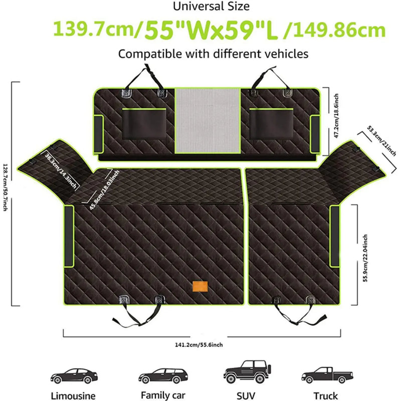 PawRide Hunde Autoschondecke Rückbank | 6-in-1 Design | Wasserdicht & Rutschfest | Für Auto, SUV & LKW