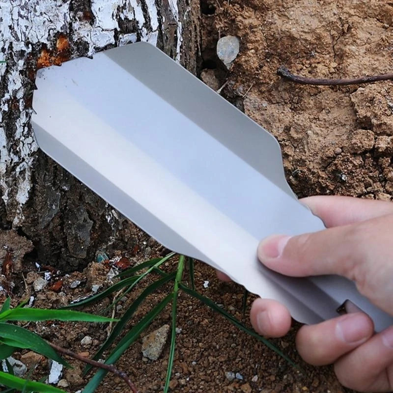 Titalo UltraSpade Titan-Handschaufel Ultraleicht | Für Camping, Wandern & Garten | Mit Karabiner & Tasche