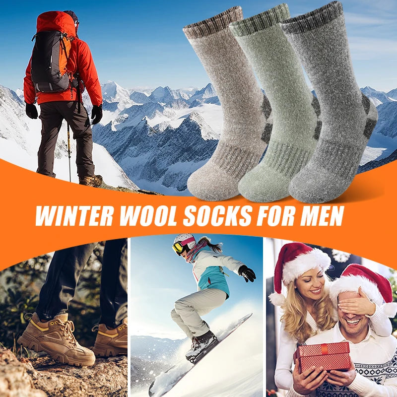 AlpenWool | 3 Paar Herren Winter-Socken | Extra Dick & Warm | Thermo-Wollsocken für Ski & Outdoor | Mid-Calf