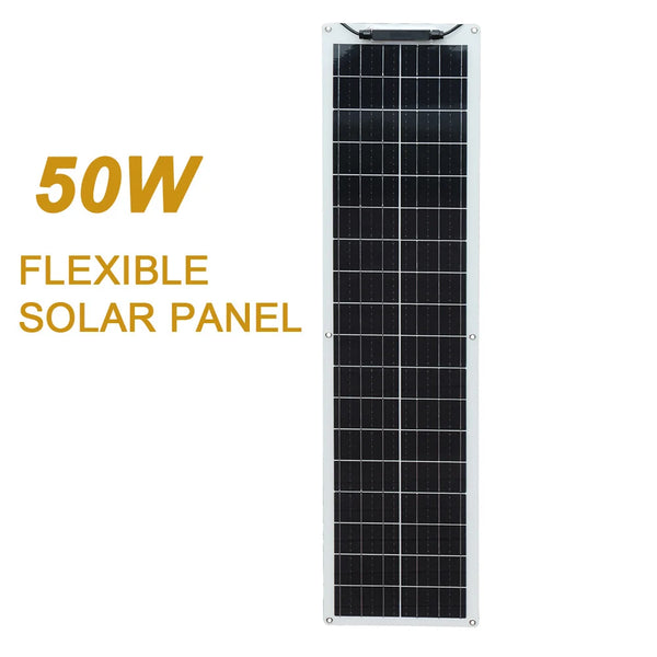SunFlex Pro Flexibles Solarpanel-Set 50W | Ultraleicht & Biegsam | 12V/24V | Für Auto, Boot, Wohnmobil & Camping