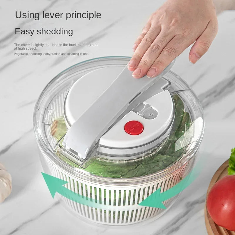 Salatschleuder Spinavera Pro | 3-in-1 Gemüsetrockner & Waschkörbchen | Hebeltechnik & Stopptaste | 21×16×15 cm