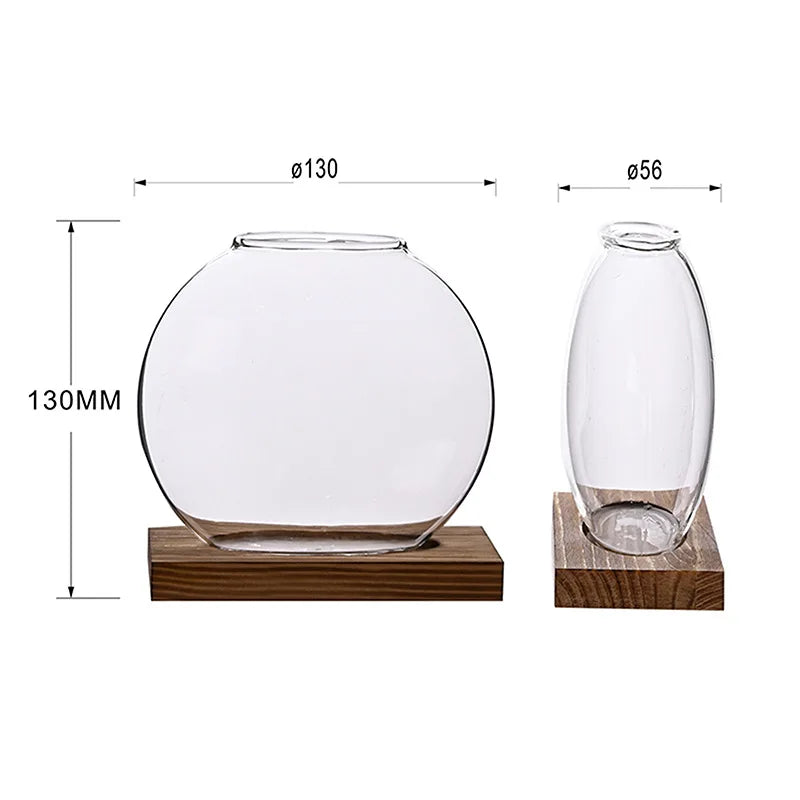 Verdura 2er-Set Glas Terrarium mit Holzständer | Reagenzglas-Vasen für Stecklinge & Hydrokultur | Moderne Deko für Zuhause & Büro