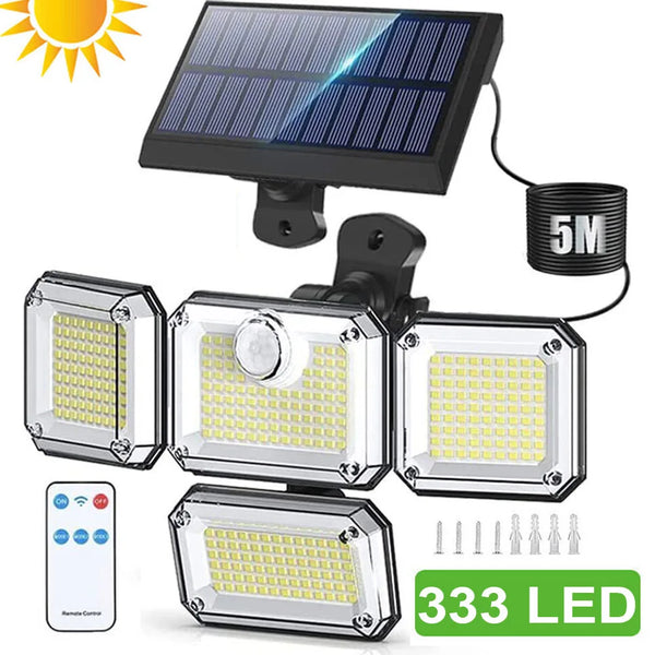 Solora GuardLight Solar-Außenleuchte mit Bewegungsmelder 2000 LM | 333 LED, IP65, 270° Lichtstrahl