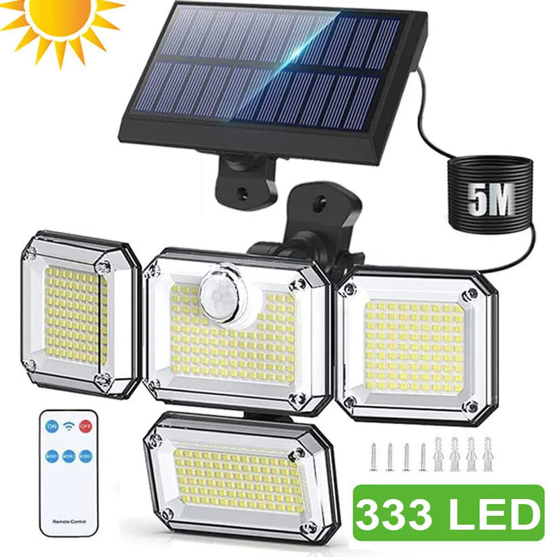 Solora GuardLight Solar-Außenleuchte mit Bewegungsmelder 2000 LM | 333 LED, IP65, 270° Lichtstrahl
