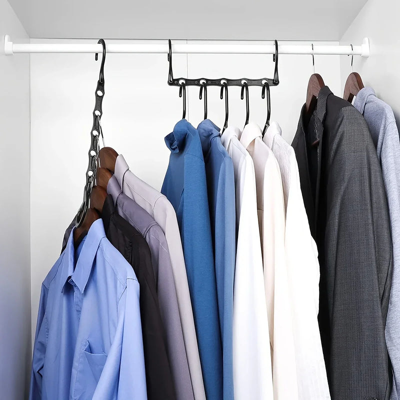 Magische Kleiderbügel ClosetDrop SmartHanger | 10er-Set Platzsparende Kleiderhalter mit 5 Hängepunkten | Schwarz | 23,8 × 10 cm