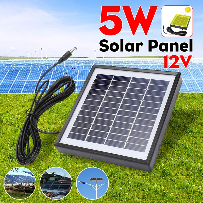 Solar Ladepanel SunCore 5W 12V | Polykristallin | Wasserdicht & Tragbar | Für Auto, Wohnmobil, Boot & DIY-Anwendungen
