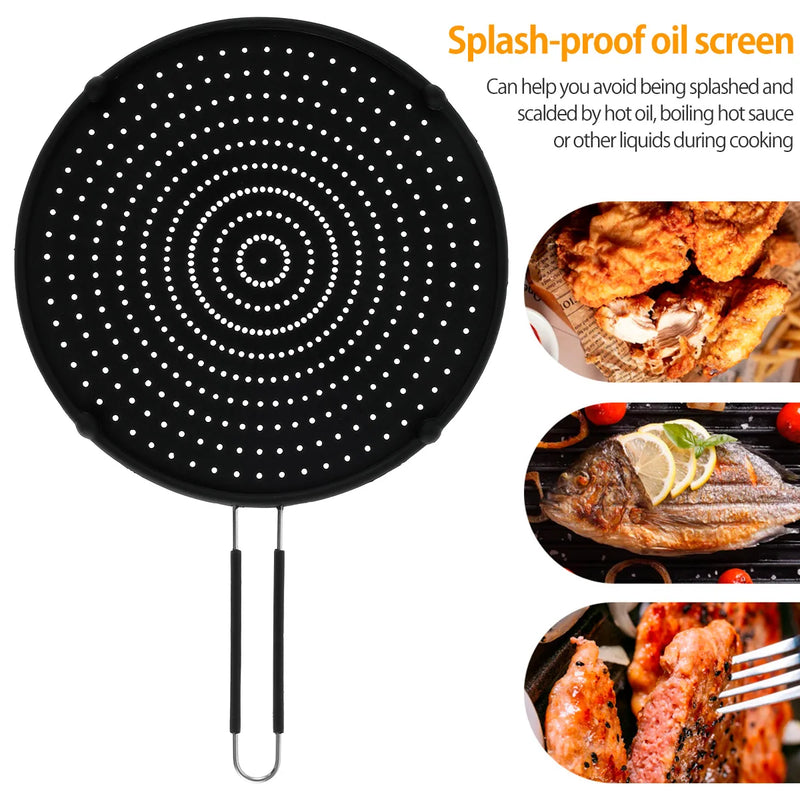 Spritzschutzdeckel CookSafe FlexGuard | Silikon & Edelstahl | Faltbarer Spritzschutz für Pfanne & Topf | 50×32 cm | Hitzebeständig & Spülmaschinenfest