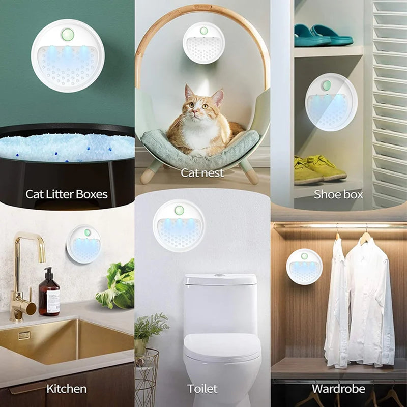 PurrAir Smart Geruchsentferner | Für Katzentoilette | 4000 mAh Akku | Ozon-Ionen-Technologie | Ø 10,5 × 4 cm