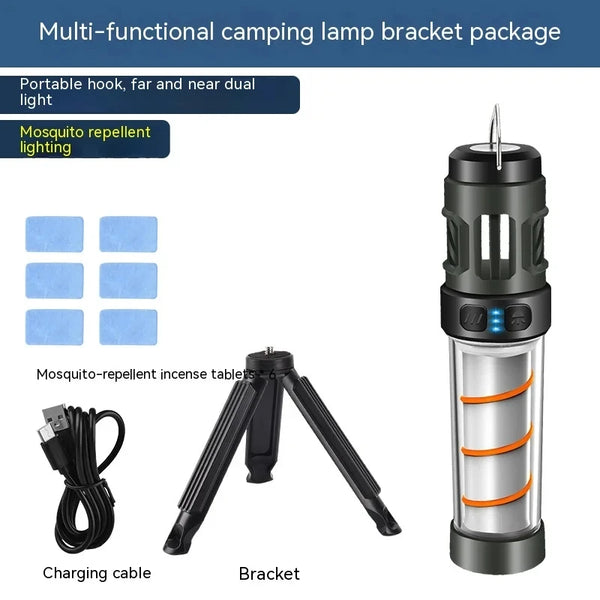 Multifunktionale Campinglampe InsectoGlow Pro | LED-Licht mit Mückenschutz & Stativ | 5 Lichtmodi & 3000 mAh Akku | IP44 Wasserdicht