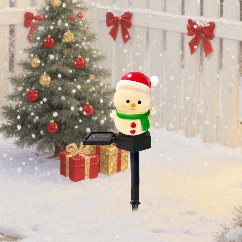 FrostyGlow Solar Schneemann Lampe | LED Gartenleuchte | Wasserdicht & Energiesparend | Weihnachtsdeko für Außenbereich
