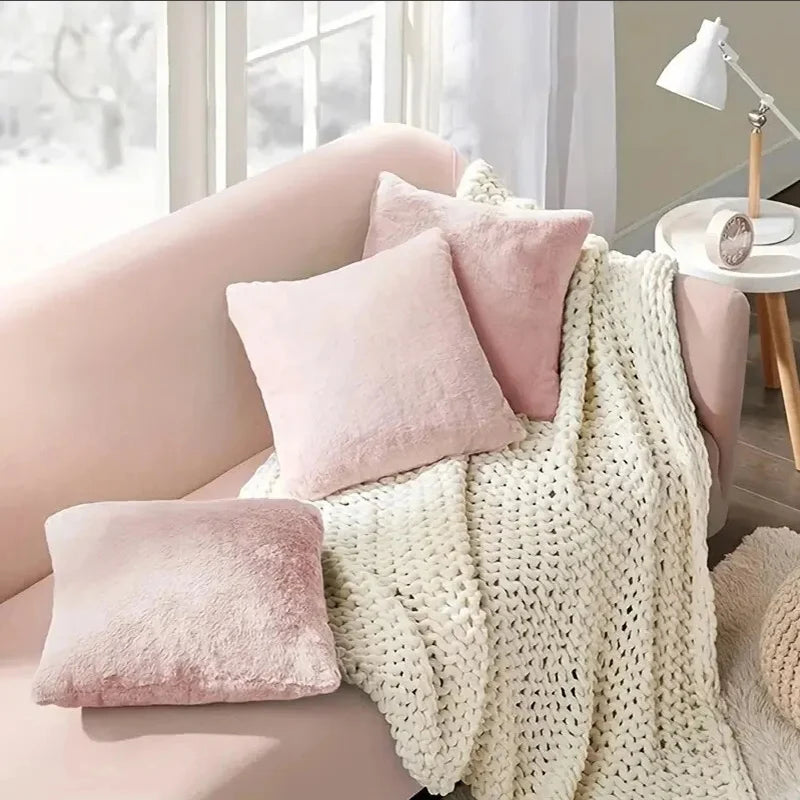 Furvielle Kissenbezug | Ultraweicher Kunstfell-Bezug aus Hasenplüsch | Luxuriös & Warm | 45×45 cm für Sofa & Schlafzimmer