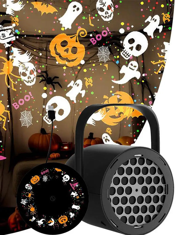 SpookLight Projektor | 16 Halloween-Motive | Wetterfest & LED | USB Plug & Play