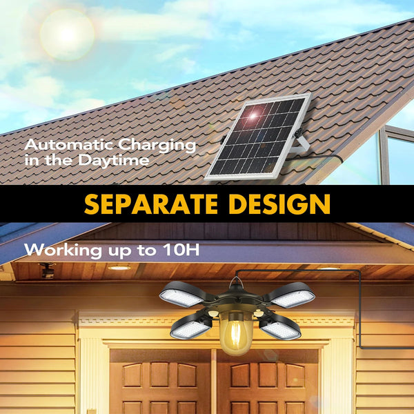 Solvari Solar Hängeleuchte mit Fernbedienung | 192 LEDs | 1000 Lumen | 5 Modi & 2 Bewegungssensoren | Für Innen & Außen
