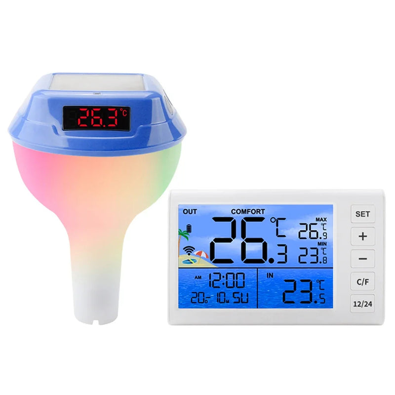 AquaSense SolarTemp Intelligentes Solar-Poolthermometer mit LED-Anzeige & 100 m Funk