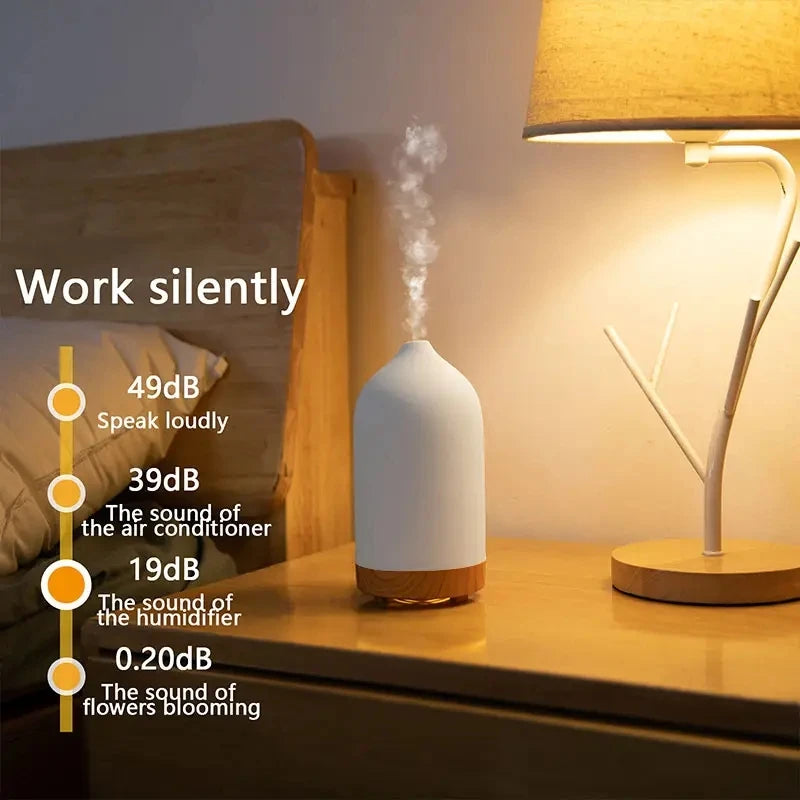 Aromisca Keramik Aroma Diffusor | 100 ml Ultraschall Luftbefeuchter | 7 LED-Farben & Timer | Handgefertigtes Design | EU-Stecker