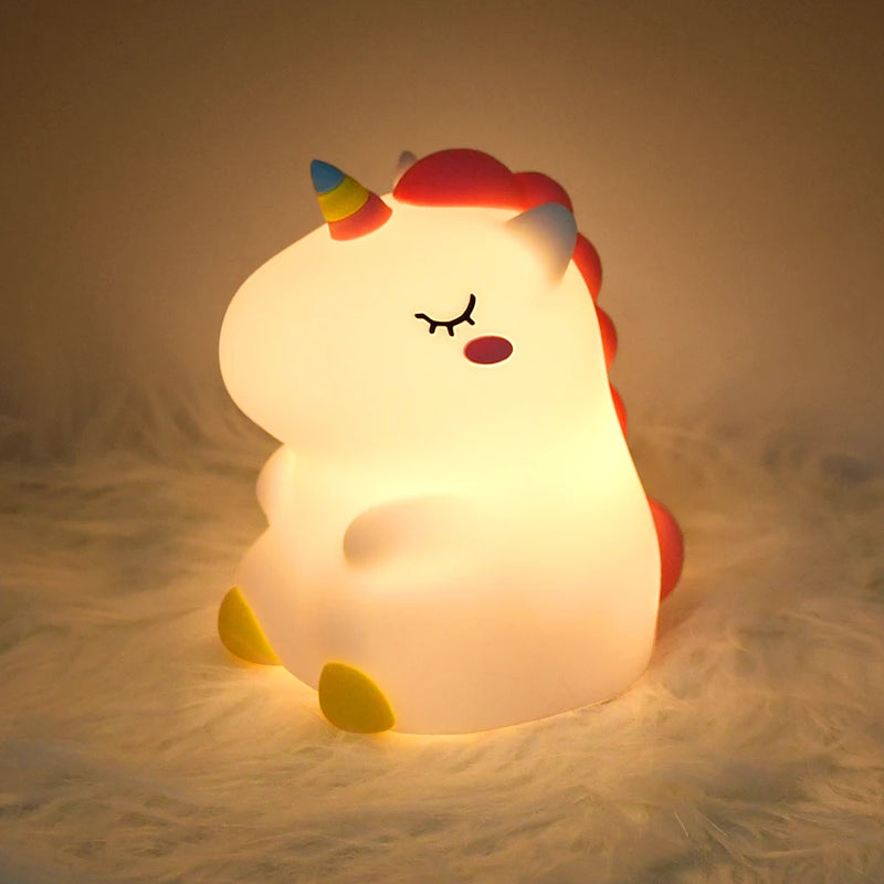 DreamiCorn LED Nachtlicht Einhorn | Weiches Silikon & USB Wiederaufladbar | Touch-Steuerung & 2 Helligkeitsstufen | Kinderzimmer & Geschenkidee