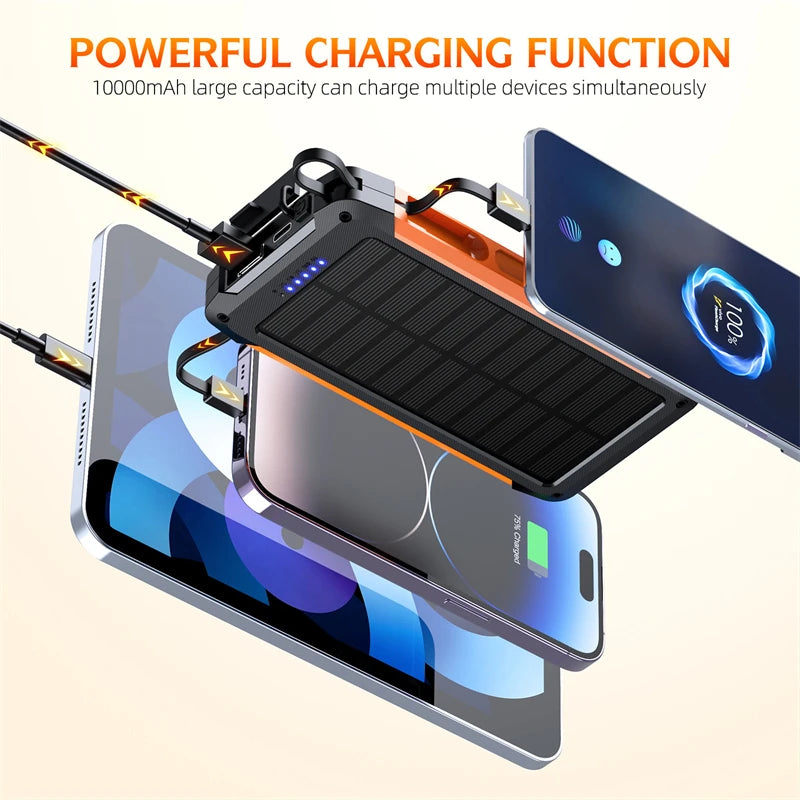 Voltaris MagCharge Solar Powerbank 10000mAh | Magnetisches Wireless Charging | 22,5W Schnellladefunktion | Mit Kabel & Taschenlampe | Für iPhone, Samsung & Co.