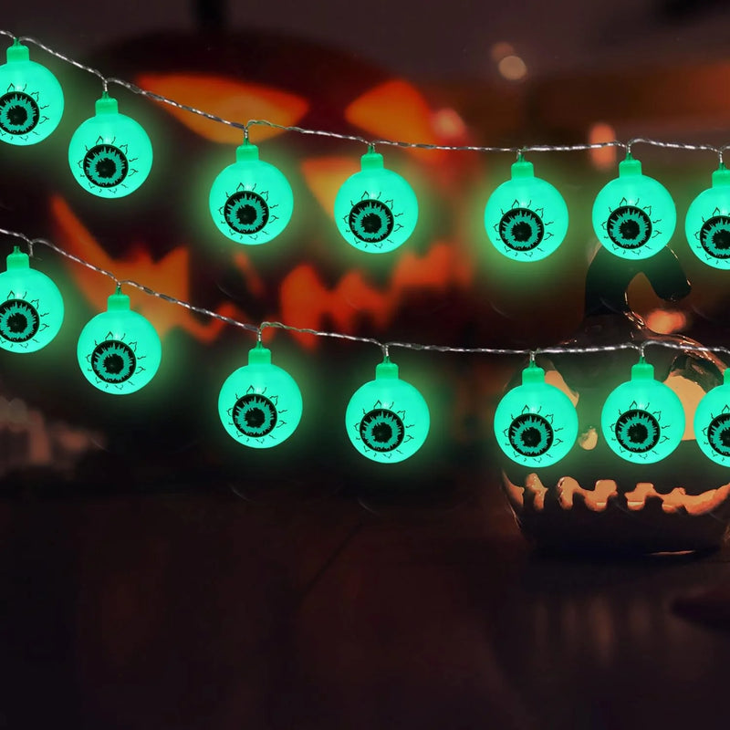 Halloween LED-Lichterkette CreepyEyes | 20 LED Augäpfel | Für Haus, Garten & Party
