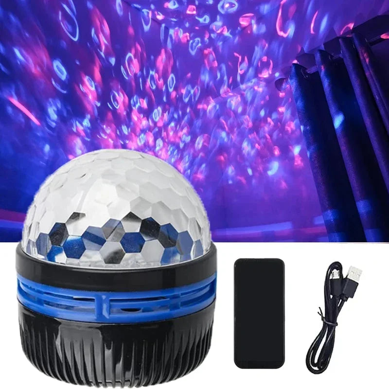 Polariva Nordlicht-Projektor | Musik-Synchronisation & Fernbedienung | RGB Stimmungslicht | USB-Ladung | 7,8×7,8×8,7 cm