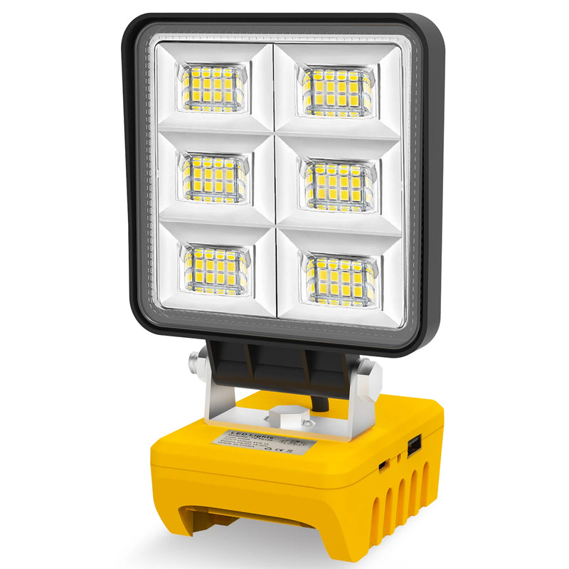 PowerLuma 48 LED Arbeitsleuchte | 48W Akku-Baustrahler | 5200 Lumen | USB-C Ladeanschluss | Für DeWalt-Akkus (ohne Akku)