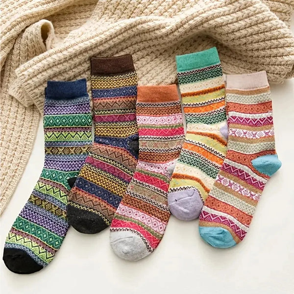 WollHerz | Damen Thermosocken | 5er-Pack | Extra Dick & Weich | Premium Wolle & Polyester