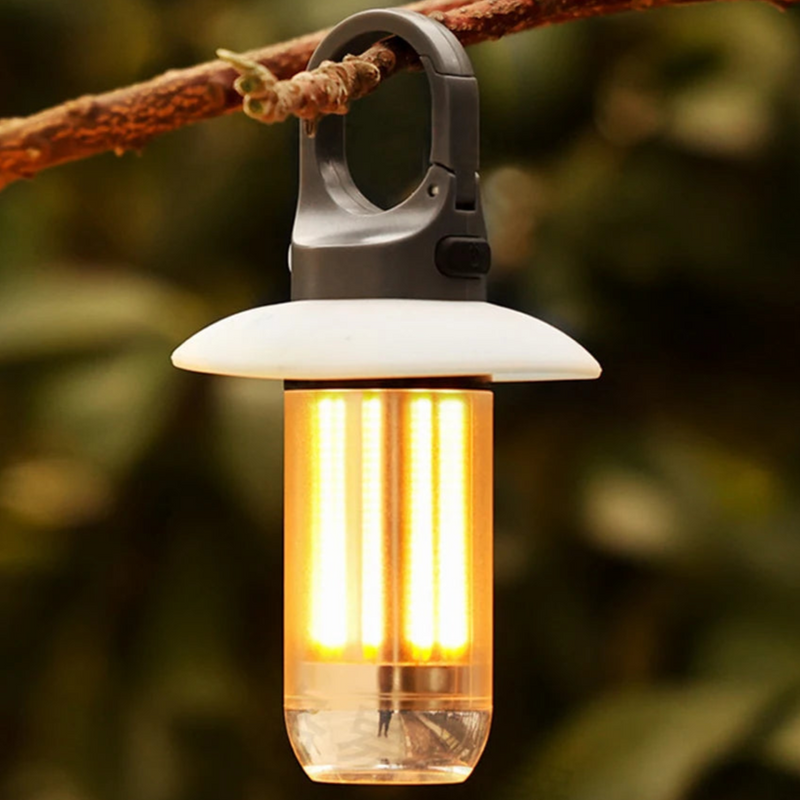 Lumovent Wiederaufladbare LED Campinglampe | 360° Beleuchtung & Powerbank | Dimmbare Lichtmodi | Mit Solar- & USB-Aufladung
