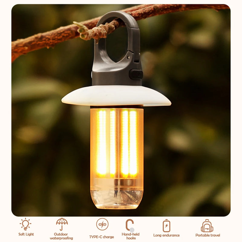 Lumovent Wiederaufladbare LED Campinglampe | 360° Beleuchtung & Powerbank | Dimmbare Lichtmodi | Mit Solar- & USB-Aufladung