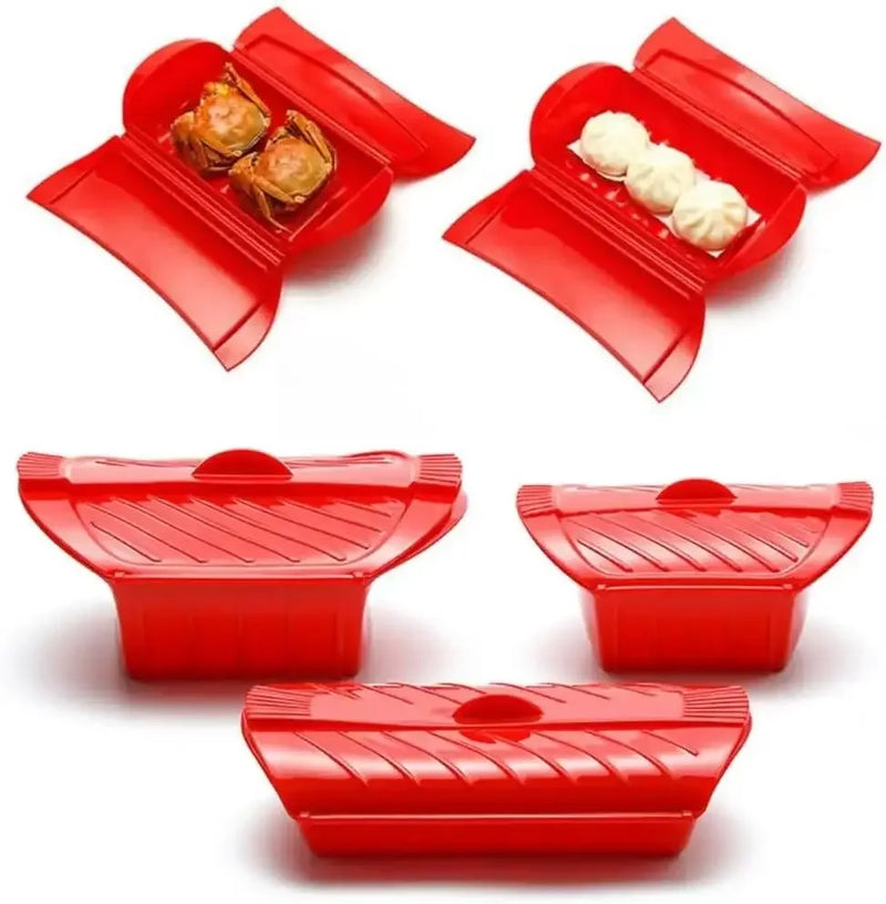 DampfMeister Silikon Dampfgarer | BPA-frei | Mikrowellengeeignet mit Deckel & Griff | Für Fisch, Gemüse & mehr